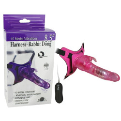 ARNÊS COM DILDO VIBRADOR RABBIT