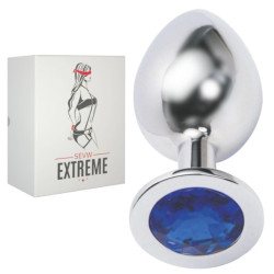 Buttplug Rosebud Dourado com Cristal Azul – Grande
